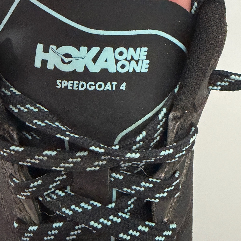 Hoka One One Speedgoat 4 GTX Shoes Womens 7.5 Black Blue Trail Running Shoes - Picture 6 of 7
